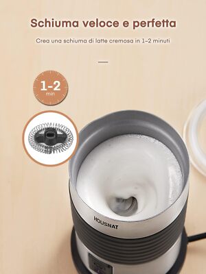 Montalatte Elettrico HOUSNAT 4 In 1 - 500W Per Cappuccino, Cioccolata E Schiuma Fredda - Foto 8