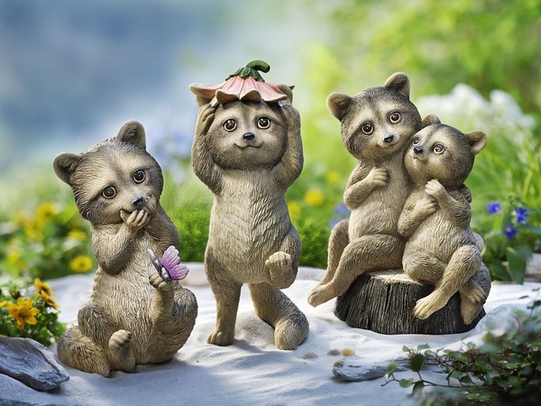 WaschbäRen Familie, Dekofiguren, 3Er Set, Je Ca 20Cm Groß, Neu/Ovp-image