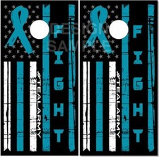 Teale Awareness Ribbon Cornhole Wrap Bag Toss Skin Decal Sticker