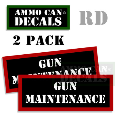 Gun Maintenance Ammo Can Stickers Ammunition Gun Case Labels Decals 2 pack RED 