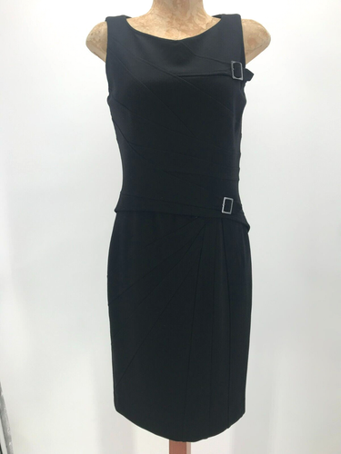 black ponte knit sheath dress