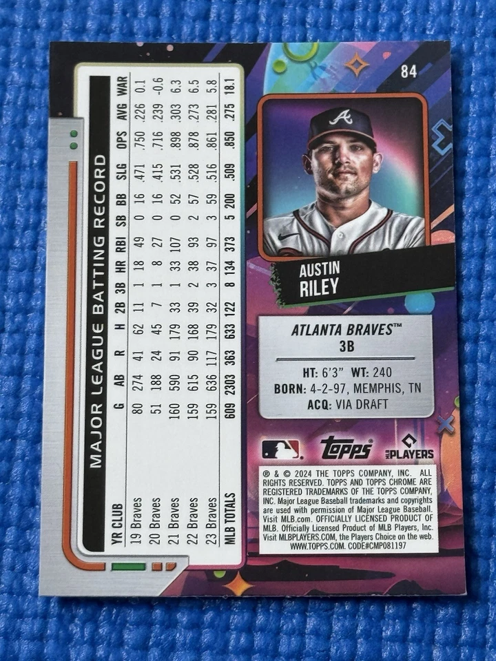Austin Riley 2024 Topps Cosmic Chrome Nucleus Refractor #84 Braves - Image 2 of 2