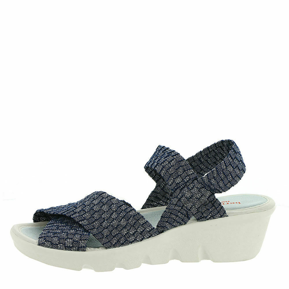 Bernie Mev Basket Weave Quarter Strap Wedges - Lihi Buttercup Navy Shimmer 10 M