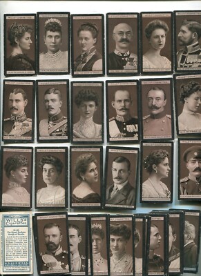 wills tobacco family tree 1908 W.O. & H.O WILLS CIGARETTES SERIES 2 PORTRAITS OF EUROPEAN ROYALTY  CARD SET