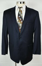 Mens Jos A Bank Signature Gold Navy Blue Sport Coat Jacket Pinstripe Wool 42L