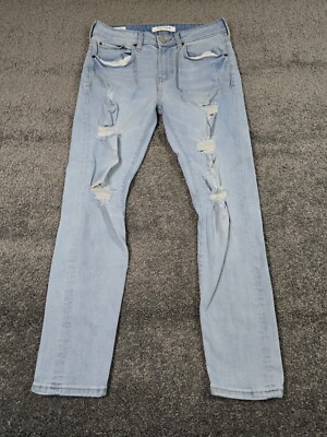 PacSun Slim Taper Jeans Mens 29x30 Tag Light Blue Distressed Actual 28x26 Prep