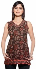 Akkriti Womens Indian Ethnic Kurta Tunic Floral Print Black Small