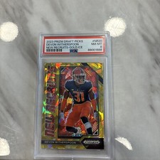 2023 Prizm Draft Picks Devon Witherspoon New Recruits #NR20 Gold Ice PSA 8…Pop 1