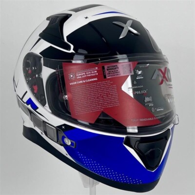 Axor Apex Hex-2 weiß blau glänzend Integralhelm Motorrad ACU XL Ausstellungsstück