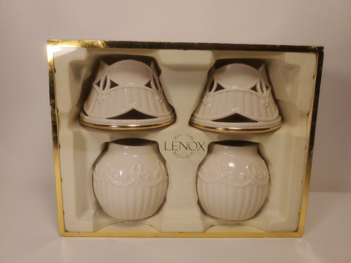 NEW Lenox Great Giftables Carved Tea Light Lamp + Shade