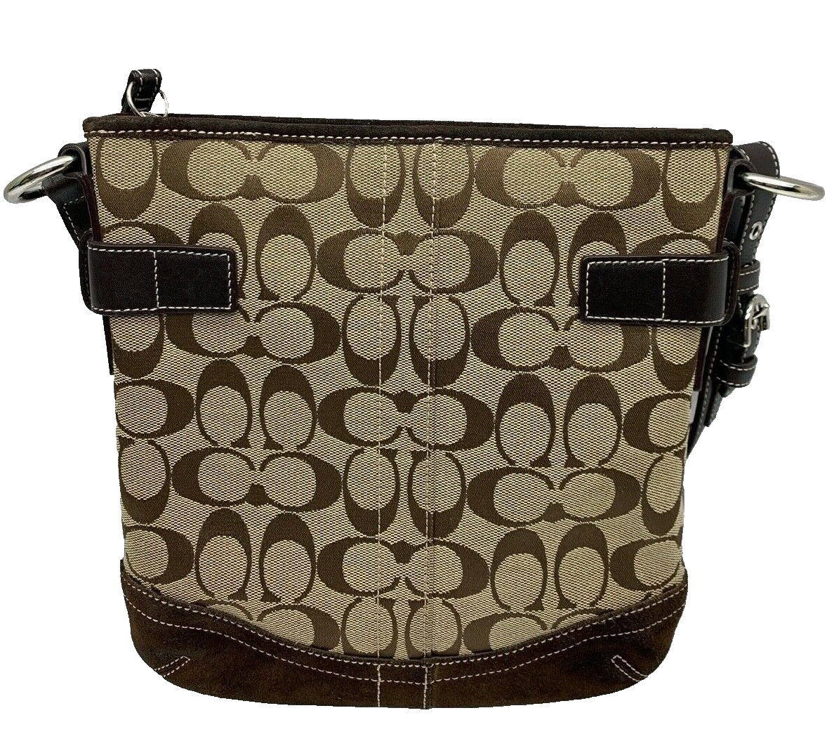 COACH No HO5M-3577 Purse in Signature Brown Suede Handbag