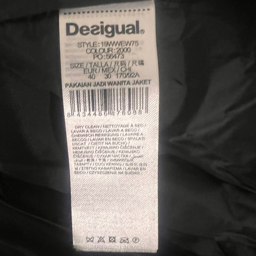 Desigual Womens Parka Black Gold Puffy Sweater Inset Hooded Faux Fur Size 6 NWT - Picture 14 of 15