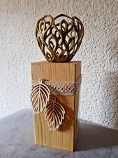 Leuchter Holzbalken Windlicht Kerze Rustikal Landhaus 30 cm