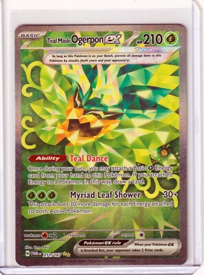 211 167 pokemon card Ogerpon Mask Turquoise ex 211/167 Alternative Pokmon Gallery Secret Teracristal - Ultraboost X Scarlet and Violet 6 Grass Rarity Teal Mask Ogerpon ex 211/167