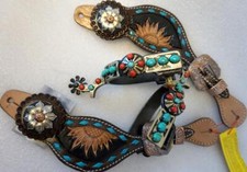 Gift Pack:Ladies Western Southwest Dark Grey Steel Spurs Or Spur straps