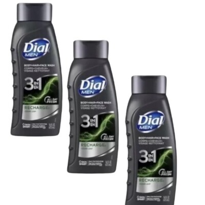 #ad 3X Dial Men Body Wash 3 In 1 Recharge All Day Fresh 20 oz ea Free Shipping $22.00