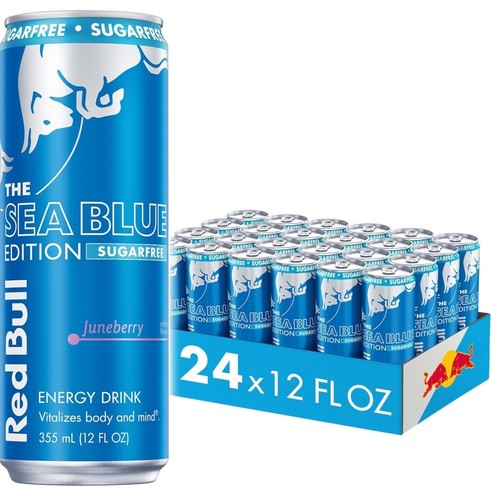 Red Bull Sea Blue Edition Sugar Free, Juneberry,12 fl. oz. (24 Cans)