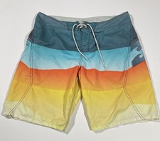 Vintage Y2K Billabong Originals Board Shorts Swim Trunks Blue/Orange Size 34