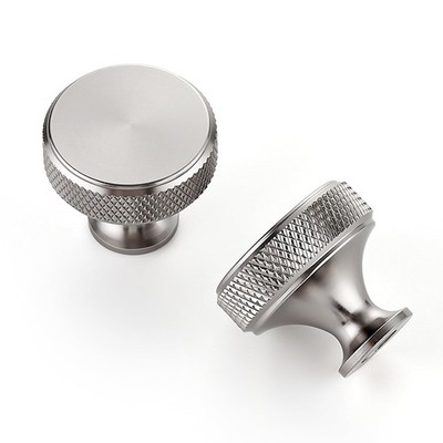 30 Pack Stainless Steel Kitchen Cabinet Hardware Knobs Round Solid Knurled Ha...