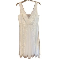 BHLDN X Anthropologie Hitherto Bridal Lace Sleeveless Midi Dress White Size 14