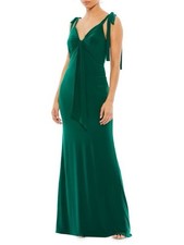 Ieena for Mac Duggal Dress Women's 0 Green Low Back Jersey Gown