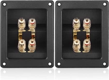 Facmogu 2PCS Rectangle 4-Way Speaker Terminal Box, Gold-Plated Binding Post Term
