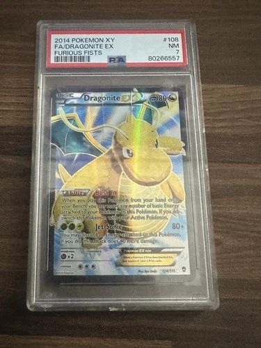 POKEMON DRAGONITE EX 2014 XY FURIOUS FISTS #108 FA PSA 7