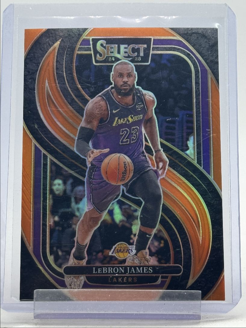 LEBRON JAMES 2024-25 SELECT PREMIER LEVEL ORANGE PRIZM LAKERS /65 Q4263