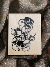 Drummer Bear Christmas Rubber Stamp PSX D-168 Made in USA