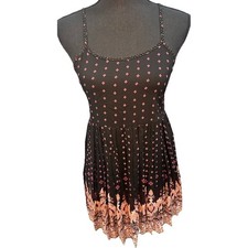 Forever 21 Dress Small Floral Black Pink Flare Spaghetti Strap Y2K NWT