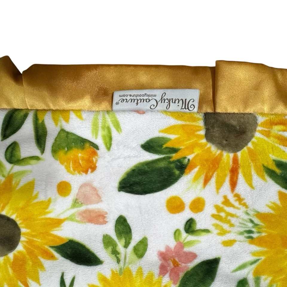MINKY COUTURE Sunflower Field Snuggle Lovey Blanket 52x37” Satin Edging - Image 4 of 4