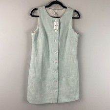 J. Crew Mint Green Tweed Button-Front Shift Dress Style CI227 Size 6 NWT
