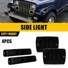 For Jeep 1987-1995 Wrangler Yj Smoked Bumper Signal Fender Side Marker Light Kit