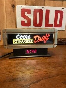 Vintage 1988 Coors Beer Lighted Cash Register Sign With Clock