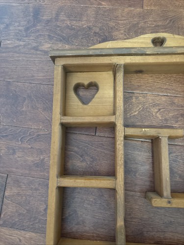 Caja de sombra recortada corazón madera años 90 de colección baratija estante de pared casa de campo - Imagen 3 de 4