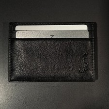POLO Ralph Lauren Slim Card Case Leather Wallet With Money Clip  Black