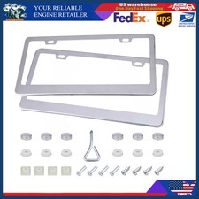2pc 2 Hole Chrome Stainless Steel Metal License Plate Frame Tag Cover Screw Caps 2pc 2 Hole Chrome Stainless Steel Metal License Plate Frame Tag Cover Screw Caps