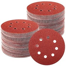 Schleifpapier Set 125mm 100 St&uuml;ck 8 Loch 60-320 K&ouml;rnung f&uuml;r Exzenterschleifer