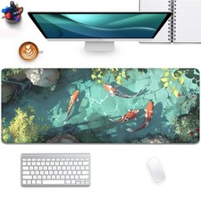Japanese Koi Carp Fish Desk Pad Mouse Pad,Large Gaming Mouse Mat with Stitche...