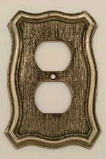 Vintage 1968 AmerTac 70D Decorative Brass Duplex Outlet Cover 