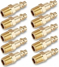10 Pack Brass Air Hose Fittings 1/4" NPT Male Quick Connect Couplers Plugs Kit