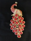 Vintage Costume Jewelry Peacock Gold Tone Brooch