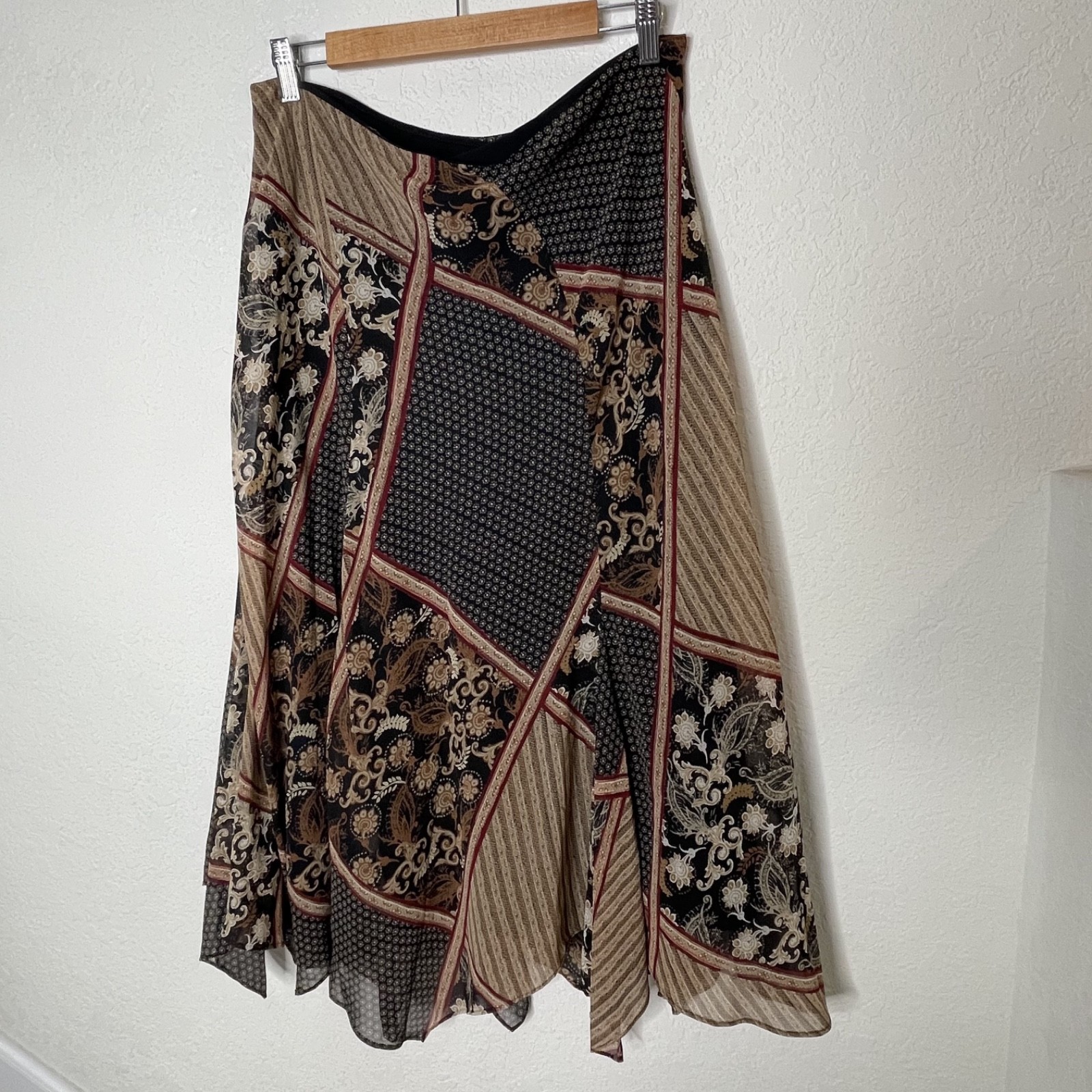 Emma James Patchwork Maxi Skirt Handkerchief Hem … - image 1