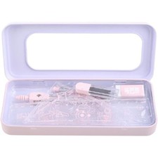 7Pcs Pink Geometry Math Drawing Set Compass Protractor Rulers Drafting Box