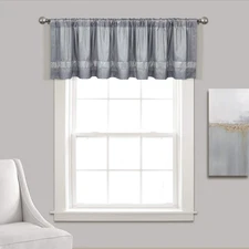 Night Sky Valance Curtain Single, 84"W X 18"L Gray & Silver - Extra Wide Curtain