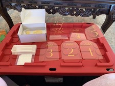 Clear Acrylic Table Signs with Gold Numbers 1-20 5 7