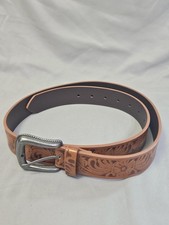 Western Belt Mens Size 38 BrownLeather Floral Tooled Cowboy Buckle Style