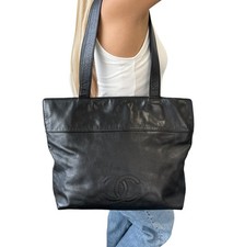 CHANEL Vintage Big CC Logo Stitch Tote Should...