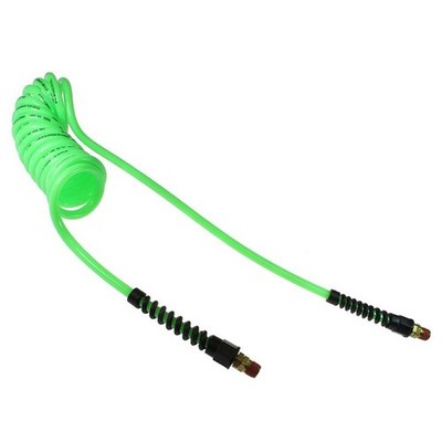 2 - Green 25 ft 3/8'' Industrial Coil Hoses w/ Connectors   Sprayer/Fluid Line