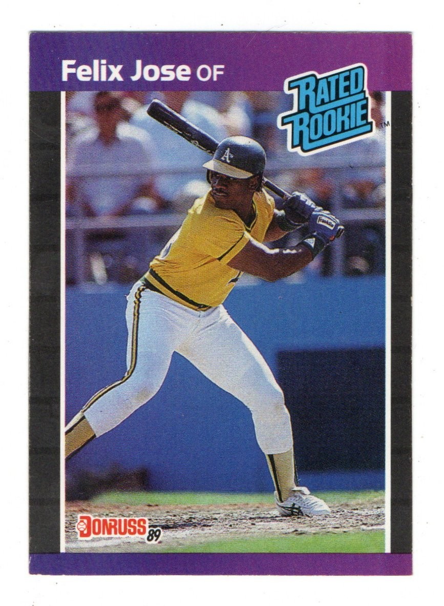 1989 Donruss Felix Jose #38 RC Rated Rookie Athletics BB2